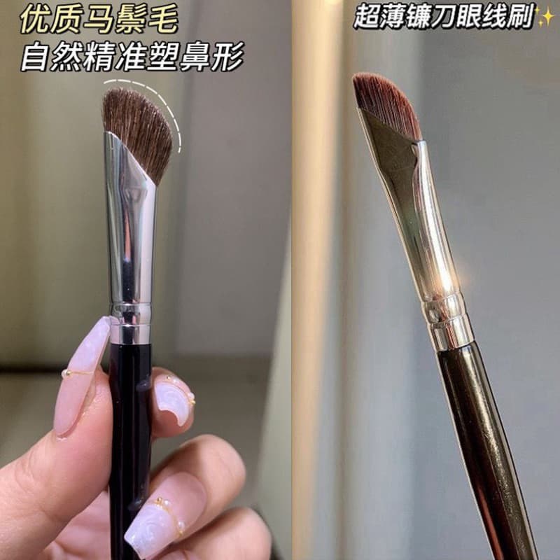 แปรงแต่งหน้า สําหรับแต่งคอนซีลเลอร์ คอนทัวร์ จมูก ตา หัวเฉียง ขนปุยนุ่ม แม่นยํา มืออาชีพ ไฮไลท์ แบบพกพา รูปที่ 5