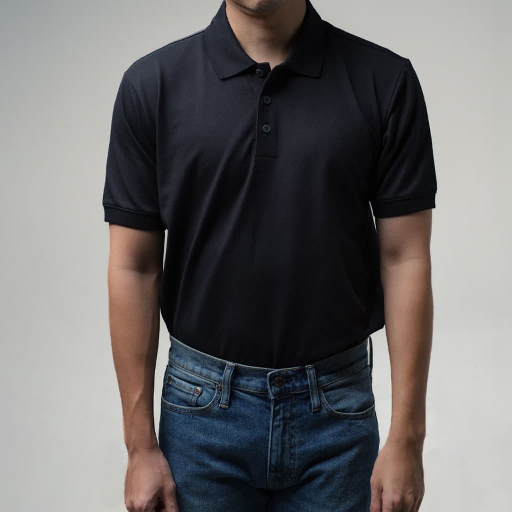 era-won เสื้อโปโล แขนสั้น ทรงสลิม Polo Shirt สี Black รูปที่ 2