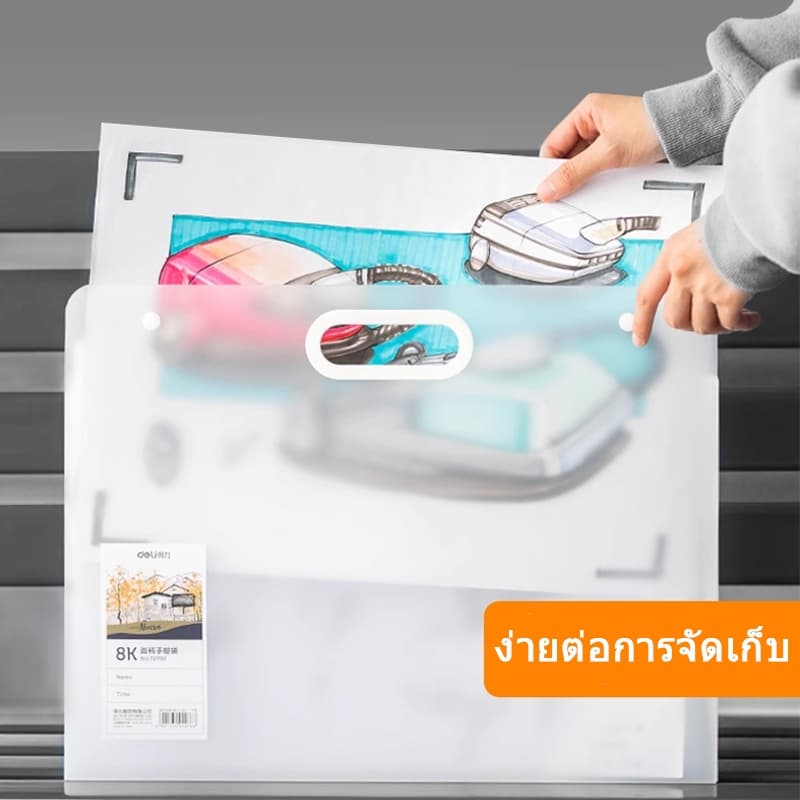 โฟลเดอร์ภาพวาด A2/A3 ถุงเก็บของ แบบพกพา PP โฟลเดอร์ แฟ้มโชว์เอกสาร จัดเก็บกระดาษวาดภาพ คอลเลกชันงานศิลปะ รูปที่ 7