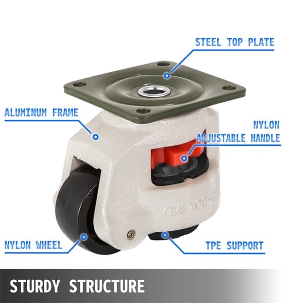 " GD-F " Leveling Adjustment Caster ล้อปรับระดับได้ ล้อเลื่อนติดเครื่องจักร ล้อโหลดต่ำรับน้ำหนักสูง แป้นสี่เหลี่ยม รูปที่ 4