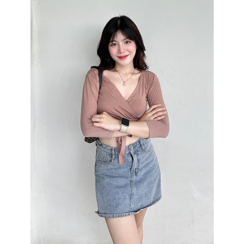PIN113 ครอปท๊อปผูกเอว DJ รูปที่ 8