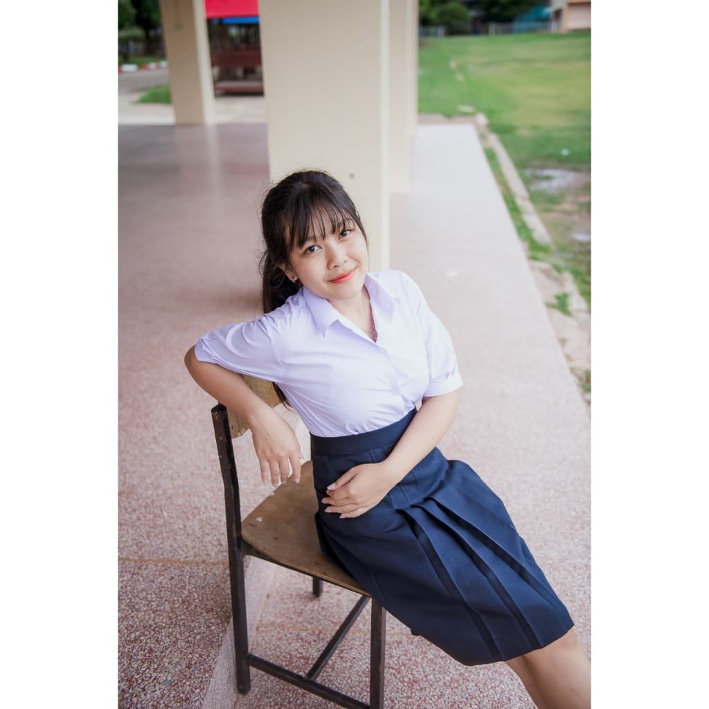 "สีกรมเข้ม" ตีเกร็ด 5.5 นิ้ว ยาว 25-26 กระโปรงนักเรียนทรงแคบ ผ้าลีวาย ตราLungnai รูปที่ 3