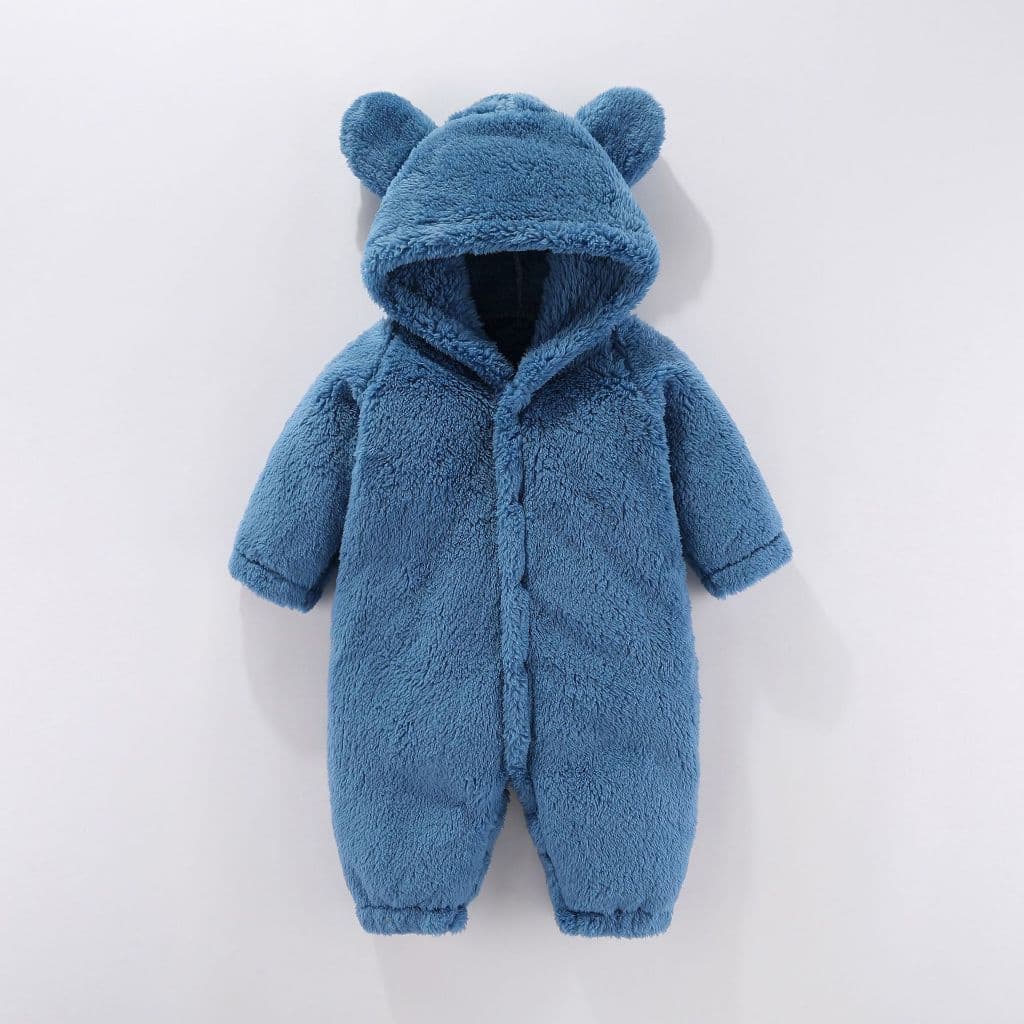 Babyonline 2F1-2G1 ชุดบอดี้สูทขายาวมีหมวกสำหรับเด็กแรกเกิดลายหมีขนสัตว์ อบอุ่น นิ่ม รูปที่ 8