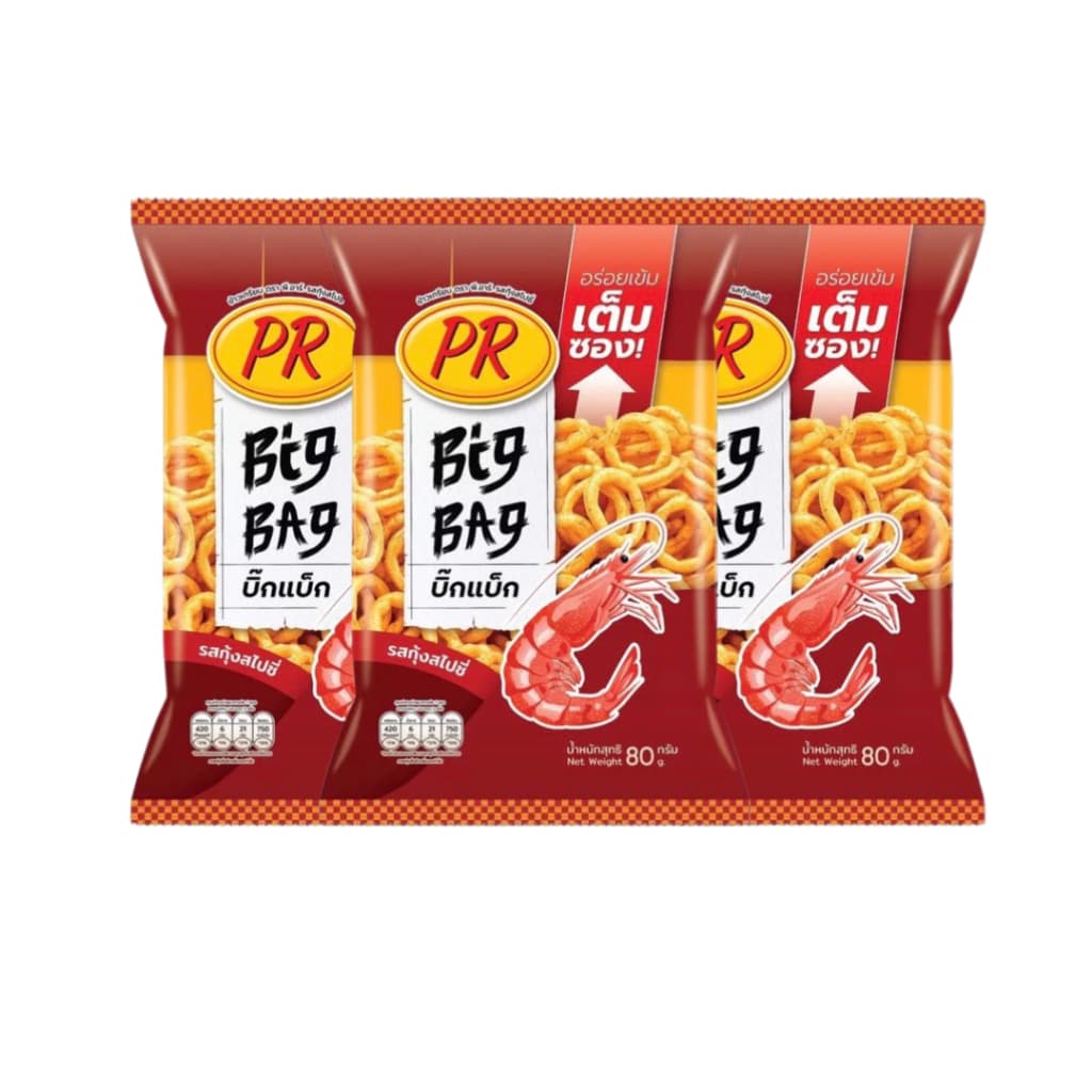 พีอาร์ ข้าวเกรียบ Big Bag รส กุ้งสไปชี่ มะเขือเทศ สาหร่าย 80 กรัม แพ็ค 3 ถุง รูปที่ 3