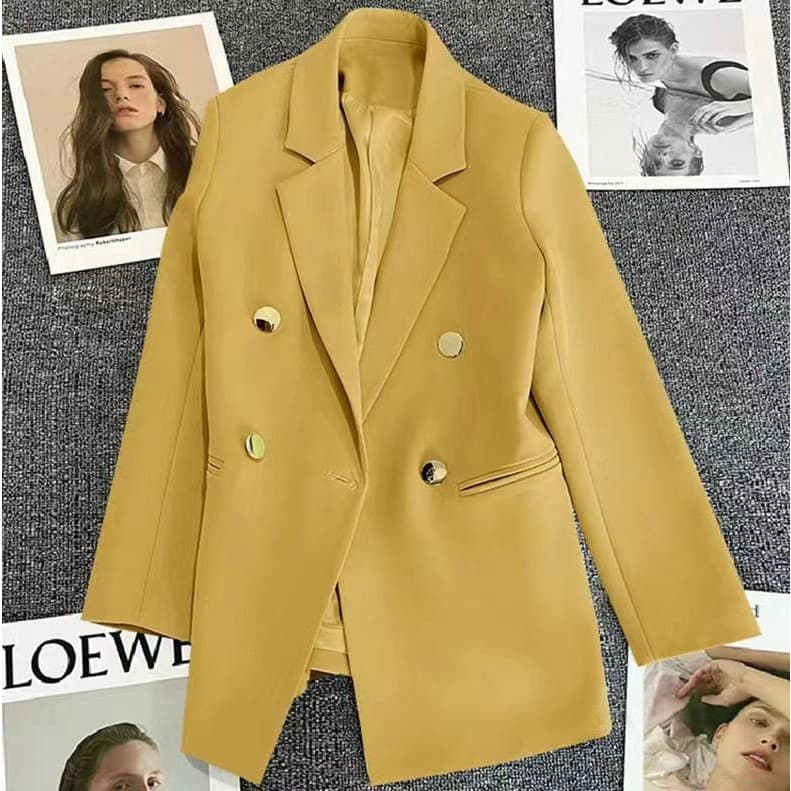 ในไทย SUIT-09 เสื้อเบเซอร์ กระดุมทอง 4 เม็ด สูทแฟชั่น สีพื้น สำหรับผู้หญิง ผ้านิ่ม ใส่สบาย รูปที่ 7