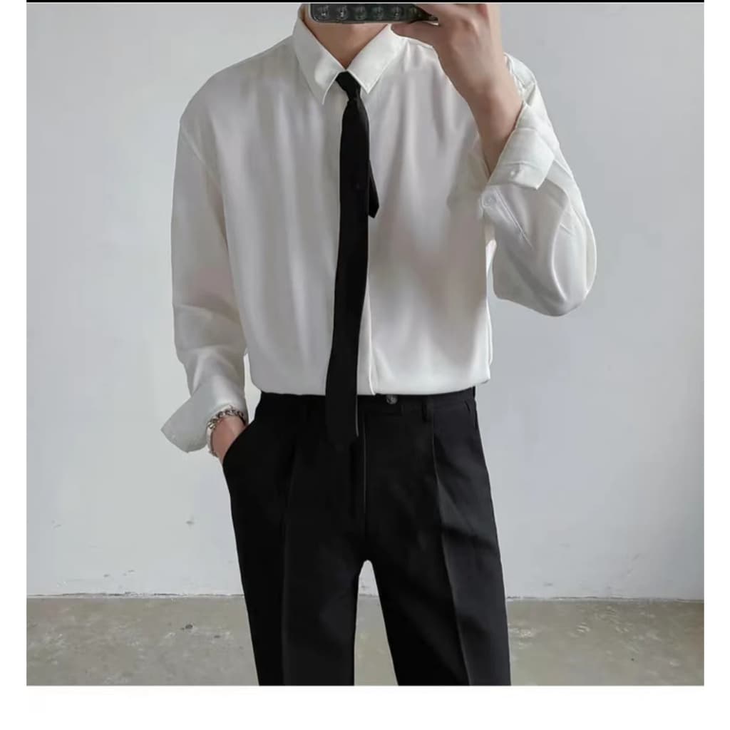 เสื้อเชิ้ตเกาหลี แขนยาว สีพื้น มีไซซ์ M L XL XXL ชาย/หญิงใส่ได้ รูปที่ 8