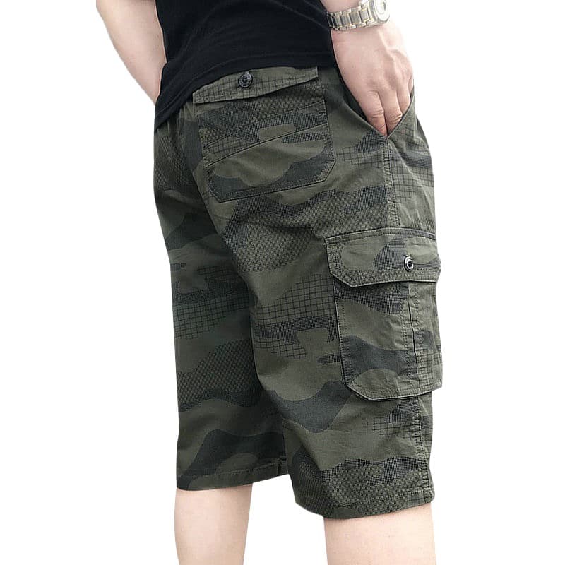 กางเกงขาสั้นยางยืดลายพรางหลายกระเป๋า big size 100% cotton รูปที่ 1