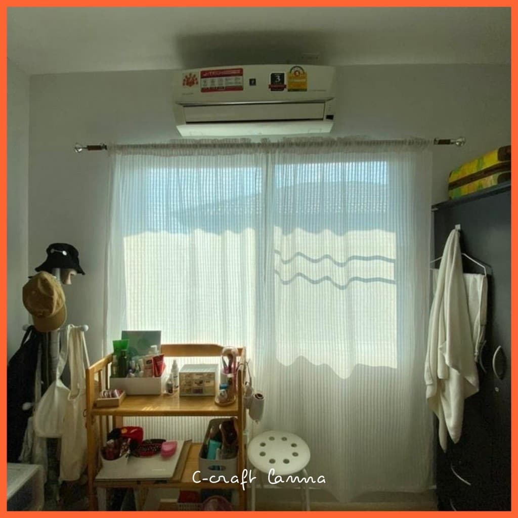 ผ้าม่านประตู ผ้าฝ้ายสไตล์มินิมอล สีขาว ผ้าโปร่งพริ้ว ขนาด 110x220 cm แต่งบ้าน คาเฟ่ หรือห้อง ก็สวยงาม รูปที่ 4
