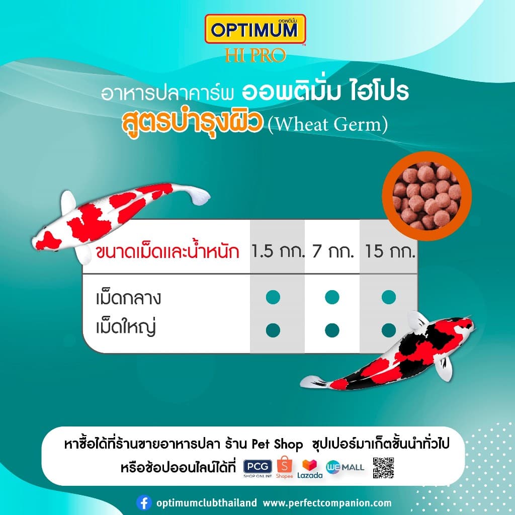 ออพติมั่ม ไฮโปร อาหารปลาคาร์พ Wheat Germ ขนาด 15 กก. รูปที่ 7