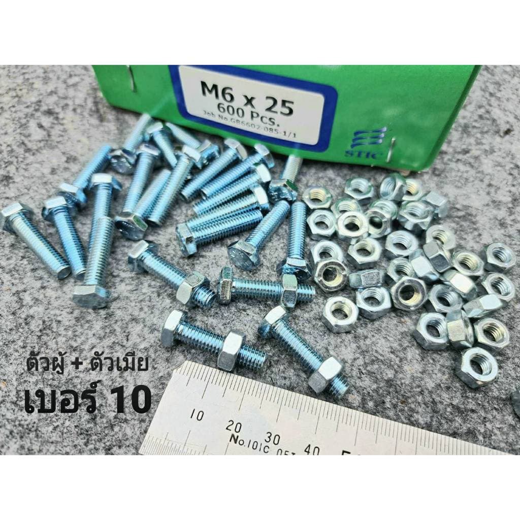 เบอร์10 ขนาด M6x25mm P1.0 AF10 เบอร์ 10 ยาว 2.5cm ยี่ห้อTNK รูปที่ 1