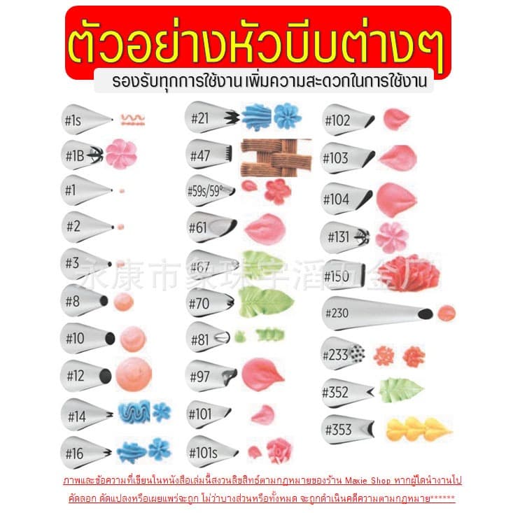 หัวบีบครีม สแตนเลสแท้ wannah หัวบีบ หัวบีบวิปครีม หัวบีบเค้ก หัวบีบคุกกี้ ทำขนม คุกกี้ ชุดหัวบ รูปที่ 5