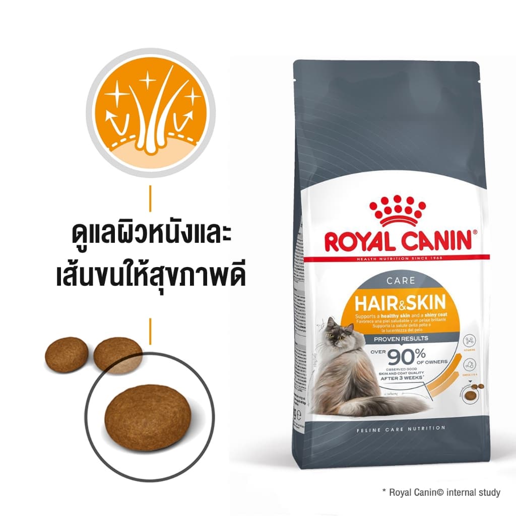 Royal Canin Hair & Skin 2kg,4Kg และ 10kg อาหาร แมวโต เน้น บำรุงขน และ ผิวหนัง hair&skin รูปที่ 3