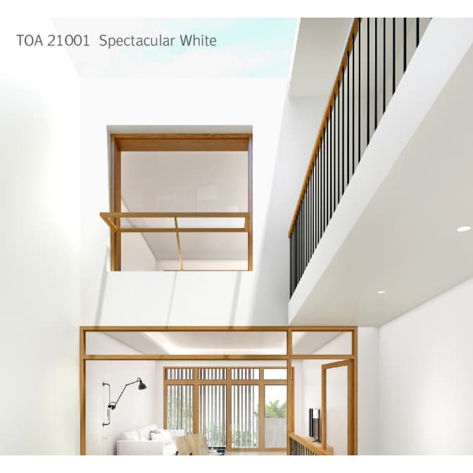NEW TOA White โทน สีขาว เฉดสีอบอุ่น สีทาภายนอกและภายใน โทนออฟไวท์ ขนาด 1 ลิตร ซุปเปอร์ชิลด์กึ่งเงา โฟร์ซีซั่นส์ภายในด้าน รูปที่ 3
