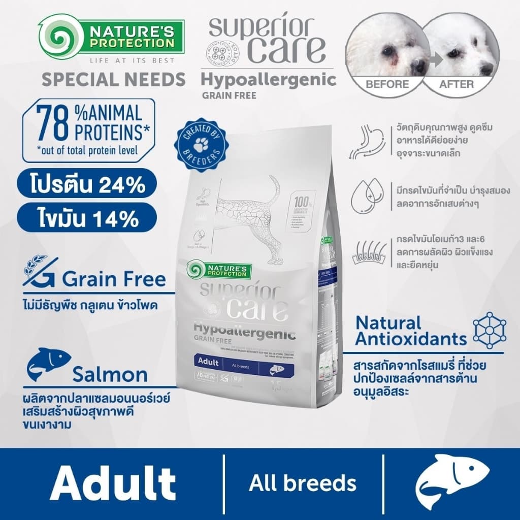 Nature's Protection White Dogs อาหารสุนัขเกรนฟรี สำหรับสุนัขขนขาว รูปที่ 6
