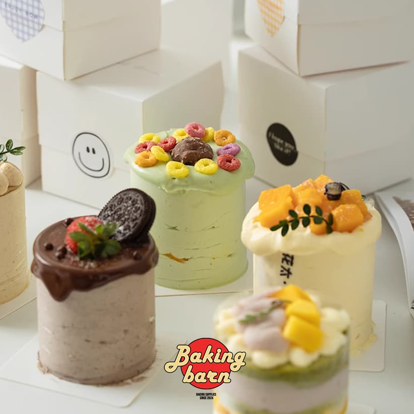 Baking Barn ปอนด์ ขาวล้วน ทรงสูง ขนาด10x10x10 ซม. cake box กล่องเค้ก พร้อมฐานรองเค้ก รูปที่ 4