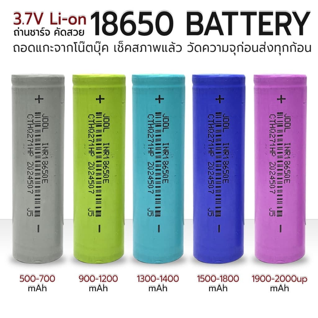 ถ่าน 18650 มือ 1 / มือ 2 แกะจาก แบตโน๊ตบุ๊ค ลิเธียม ไอออน 3.7V 1800mAh 2200mah 2600mAh 3400mAh ถ่านชาร์จ ถ่าน Battery รูปที่ 1