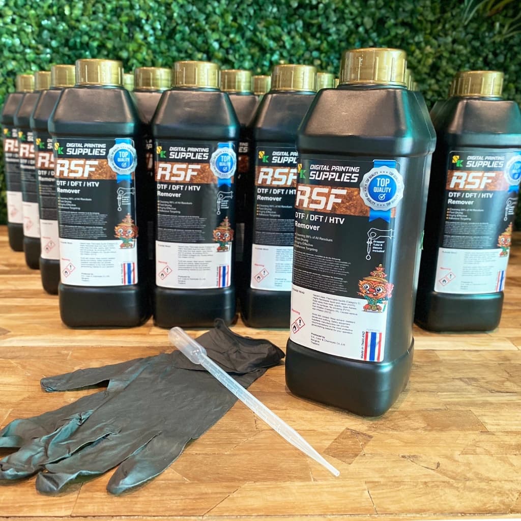 น้ำยาลอกDTF/DFT/HTV 1,000ml SK RSF Remover น้ำยาลอกเฟล็กซ์ ฮีตทรานสเฟอร์ไวนิล{แถมถุงมือ+หลอดดูดสาร} รูปที่ 3