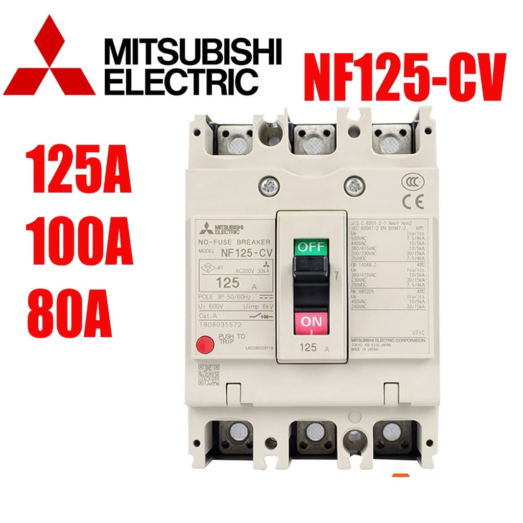 MITSUBISHI MCCB 2P 3P 80A 100A 125A เบรคเกอร์ สวิตส์ตัดตอนอัติโนมัติ มิตซู No Fuse Breaker รุ่น NF125 -CV รูปที่ 2