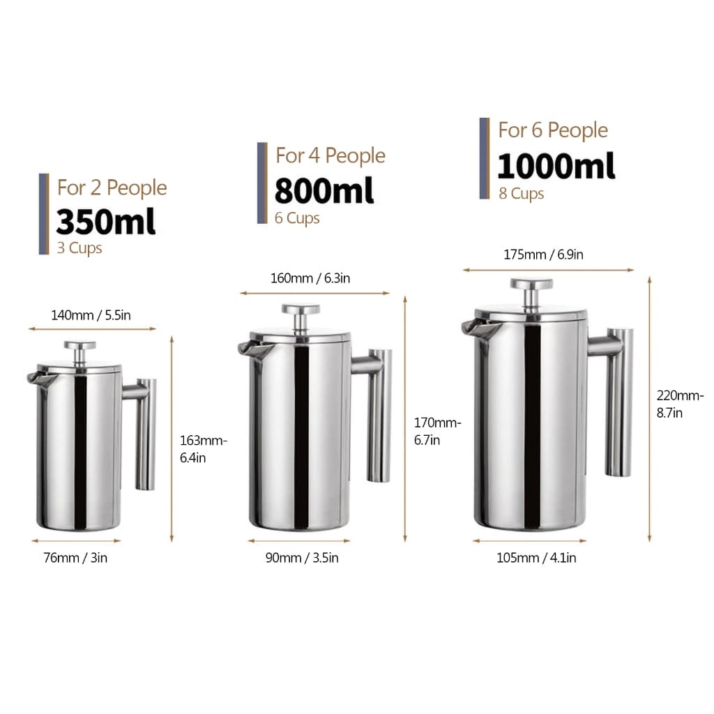 350ml/800ml/1000ml เฟรนเพรส French Coffee Maker กาชงกาแฟ เหยือกชงกาแฟ เครื่องชงชาสแตนเลส ที่ชงกาแฟสด รูปที่ 8