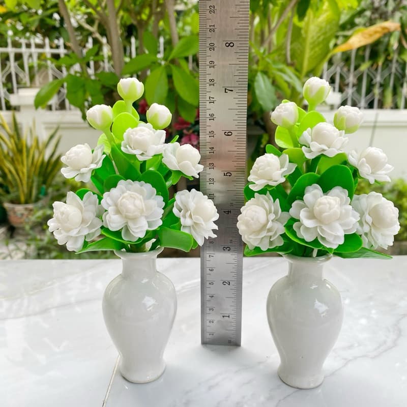 ** แจกันละ 110 บาทเท่านั้น ** ดอกมะลิ 9 ดอกพร้อมแจกัน บูชาพระ งานดินปั้น สูง 6.5 นิ้ว และ 7.5 นิ้ว รูปที่ 5