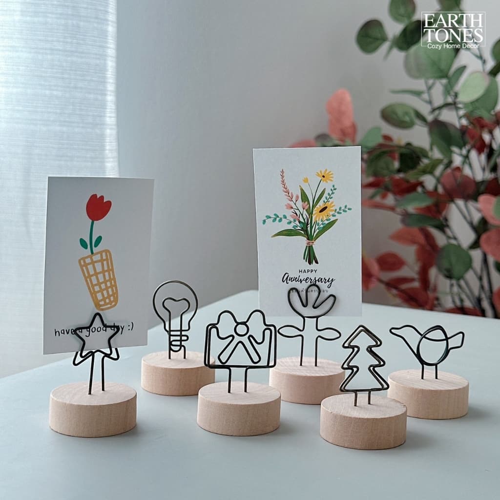 ที่หนีบรูปตั้งโต๊ะ ฐานไม้ ⭐ คลิปหนีบกระดาษ หนีบโปสการ์ด ใส่นามบัตร ที่เสียบกระดาษ สำหรับตกแต่งบ้าน ตั้งโต๊ะ รูปที่ 3