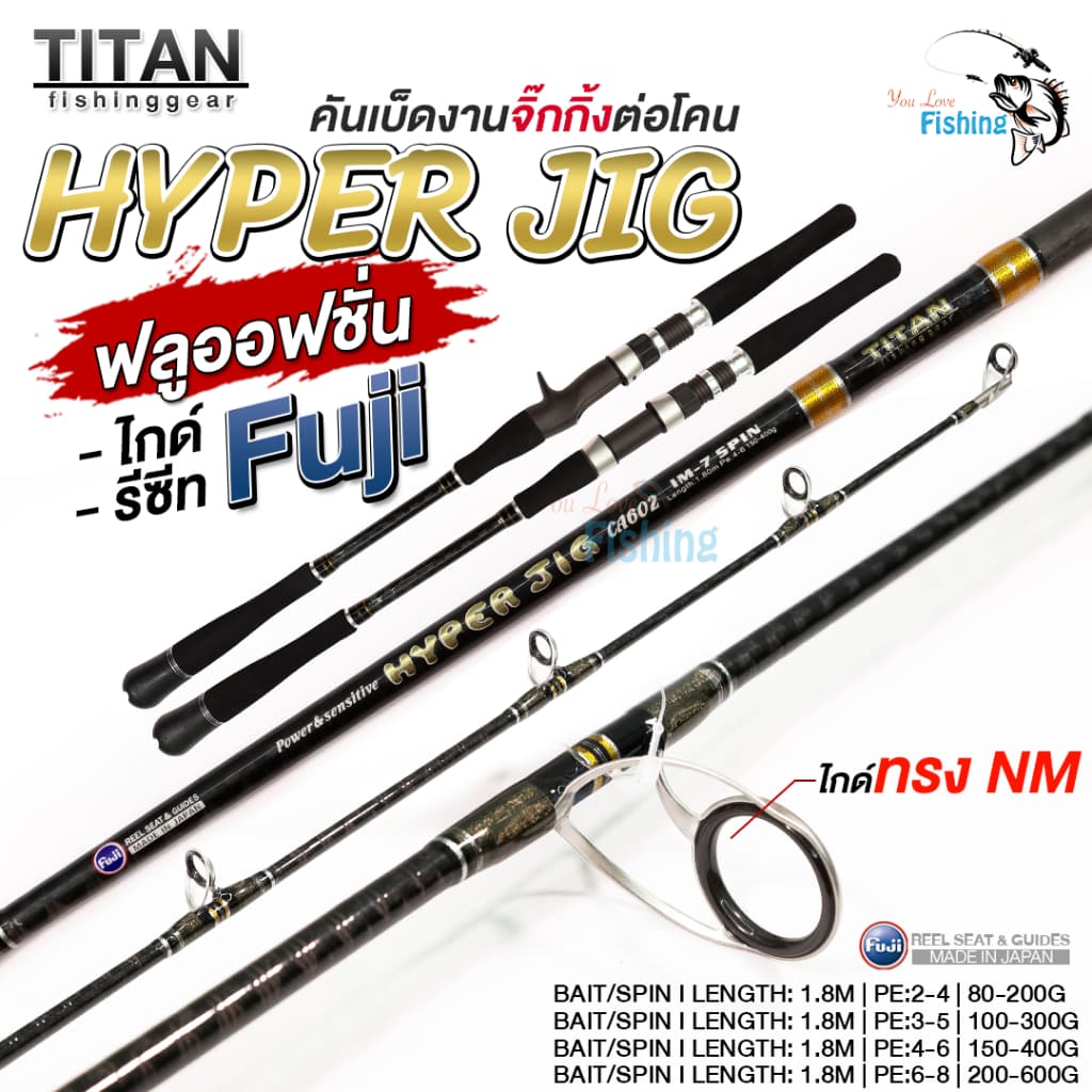 คันจิ้กจากแบรนด์ TITAN รุ่น HYPER JIG ใหม่ล่าสุด ไกด์+รีซีท Fuji 100% แบลงค์ IM7 ลาย X-Cross ทั้งคัน รูปที่ 1