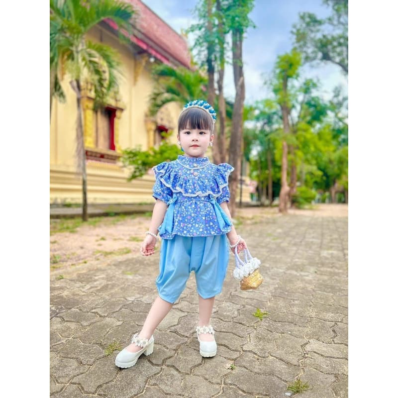 ชุดไทยเด็กผู้หญิง โจงกระเบน+เสื้อผ้าไหมอิตาลี่ ผ้านิ่มใส่สบายไม่ร้อน รูปที่ 6
