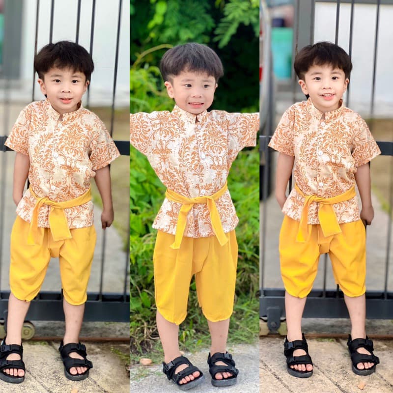# ชุดเด็กไทยลายใหม่ งานผ้าใหมอิตาลี ใส่สบาย ไม่คัน รูปที่ 3