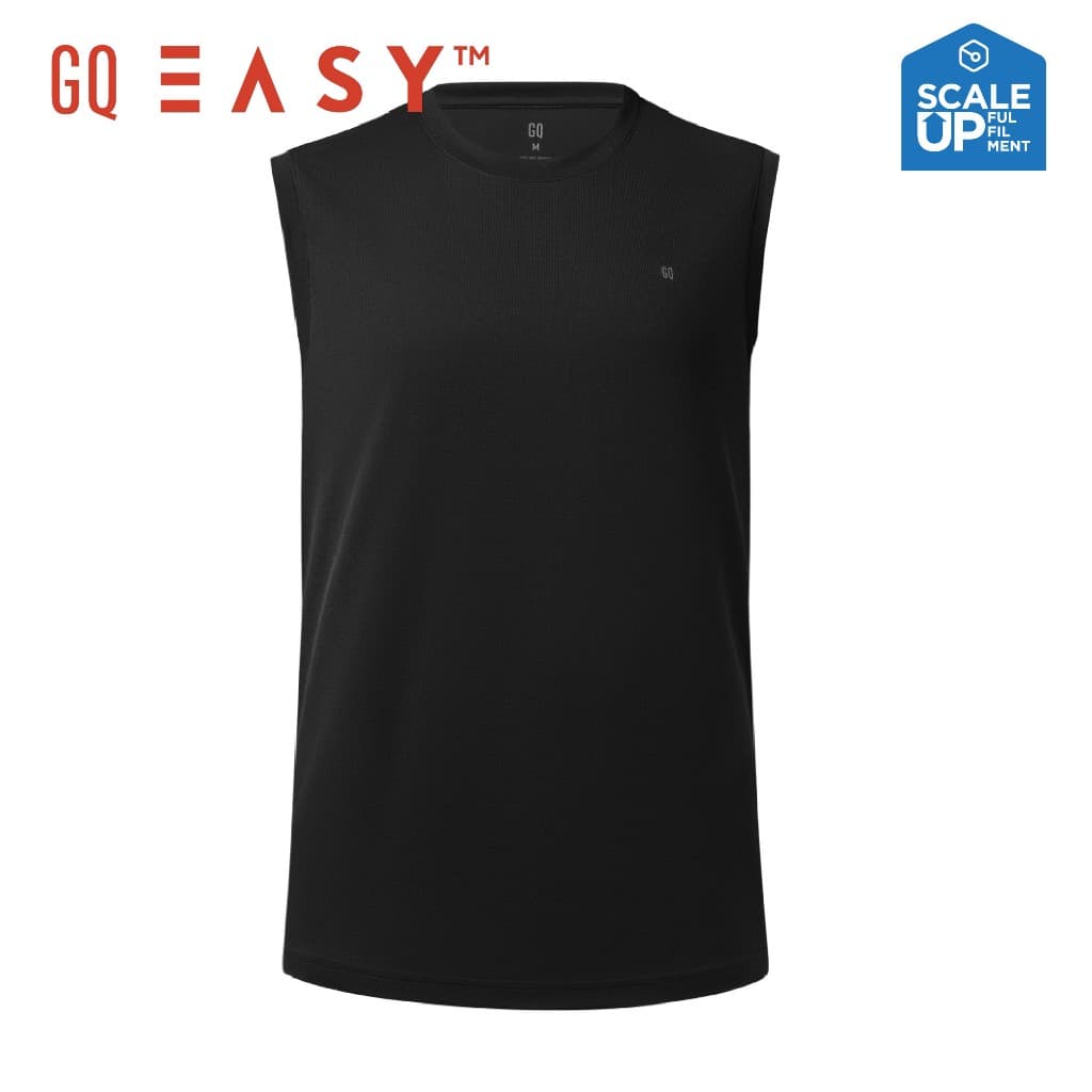 GQ Easy Sport เสื้อกีฬาคอกลม แขนกุด เสื้อยืดคอกลม สีดำ ของแท้ % รูปที่ 2