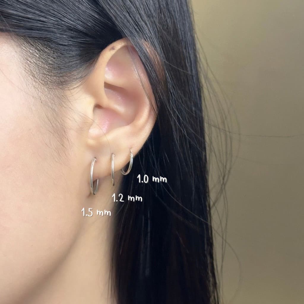 ต่างหูเงินแท้ 92.5% ห่วงกลมเกลี้ยง สำหรับเด็ก 0.8-1.0 cm. หรือผู้ใหญ่ 1.0 cm. ขึ้นไป : EY0229 รูปที่ 3