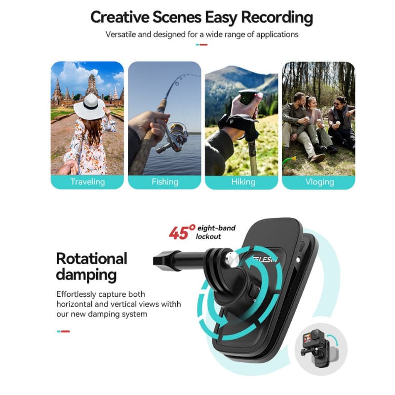 Telesin GoPro / DJI / Insta360 360 Rotary Backpack Clip Mount คลิปหนีบสายกระเป๋า รูปที่ 6