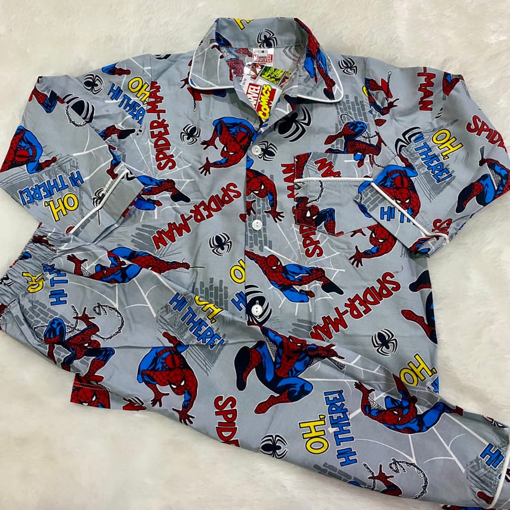 New!!! Spiderman ชุดนอนเด็ก ลายสไปเดอร์แมน ลิขสิทธิ์แท้ ซุปเปอร์ฮีโร่ มาเวล สำหรับเด็กอายุ 2-12 ปี ผ้าคอตตอน100% ใส่สบาย รูปที่ 4