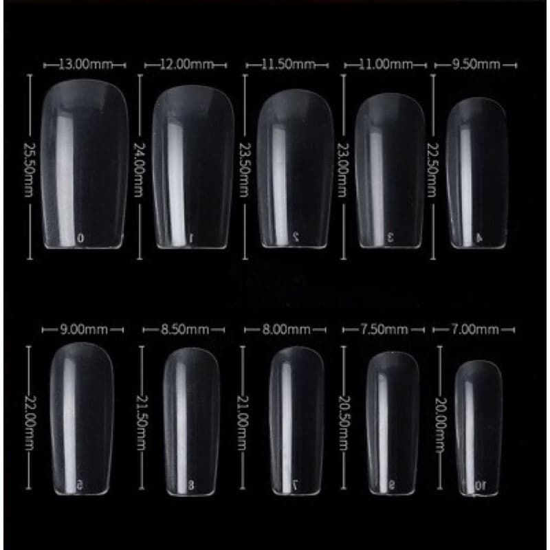 เล็บPVC รหัส33 ทรงเหลี่ยมยาว 500 ชิ้น/แพค มีเบอร์ 0-9 รูปที่ 2
