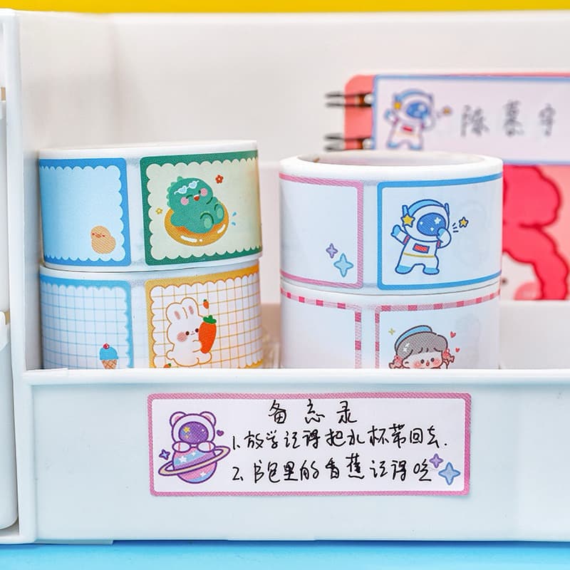 สติ๊กเกอร์ ป้ายชื่อ สติกเกอร์ติดชื่อ นักเรียน ม้วนละ 60 ชิ้น น่ารักๆ Sticker อเนกประสงค์ DIY ตกแต่ง กันหาย รูปที่ 2