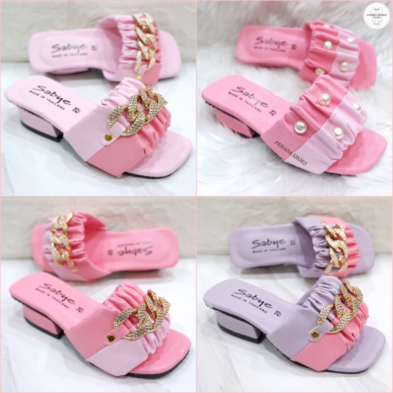 พร้อมส่ง ส่งเร็ว ไซส์ 25-36 รองเท้าส้นสูงเด็ก สูง 1.5 นิ้ว รองเท้าสวยงามเด็ก ลายโซ่ สีม่วง ชมพู โอโรส