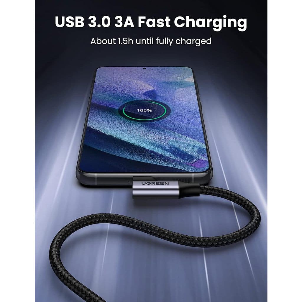 UGREEN สายชาร์จ USB 3.0 M to USB-C 3A Data Cable 1m, 90° Angled รุ่น 20299 รูปที่ 6