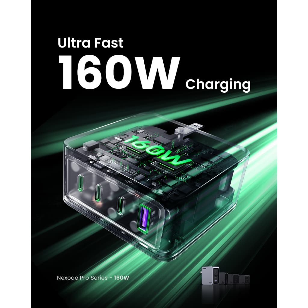 UGREEN Nexode Pro 100-160W 4-Port GaN อะแดปเตอร์ หัวชาร์จ Super Fast Charging 4in1 รูปที่ 3