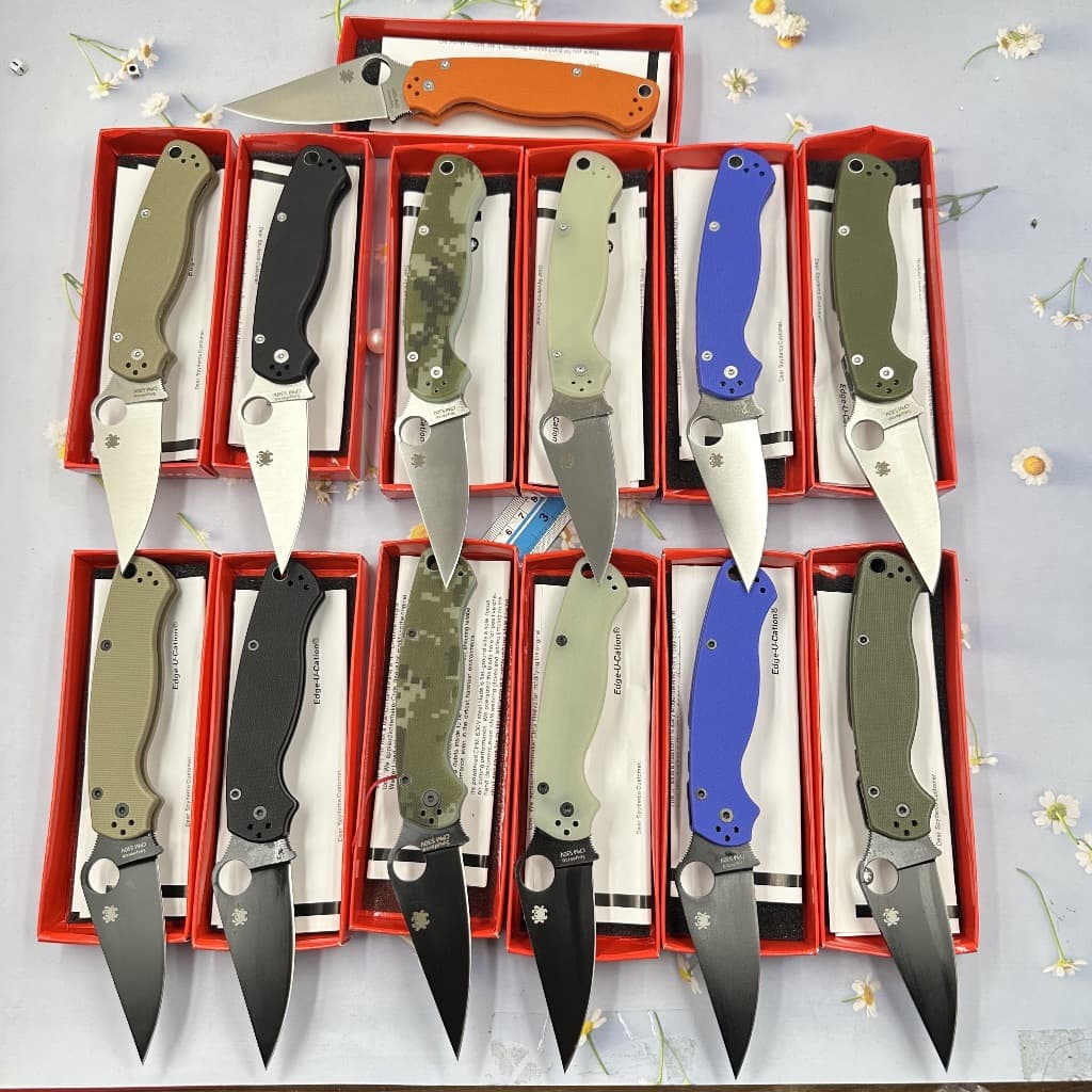มีดพับ Spyderco รุ่นC81 วัสดุด้ามจับG10 ด้ามจับเครฟล่า ตั้งแคมป์ มีดพกเดินป่า มีดแมงมุม รูปที่ 1