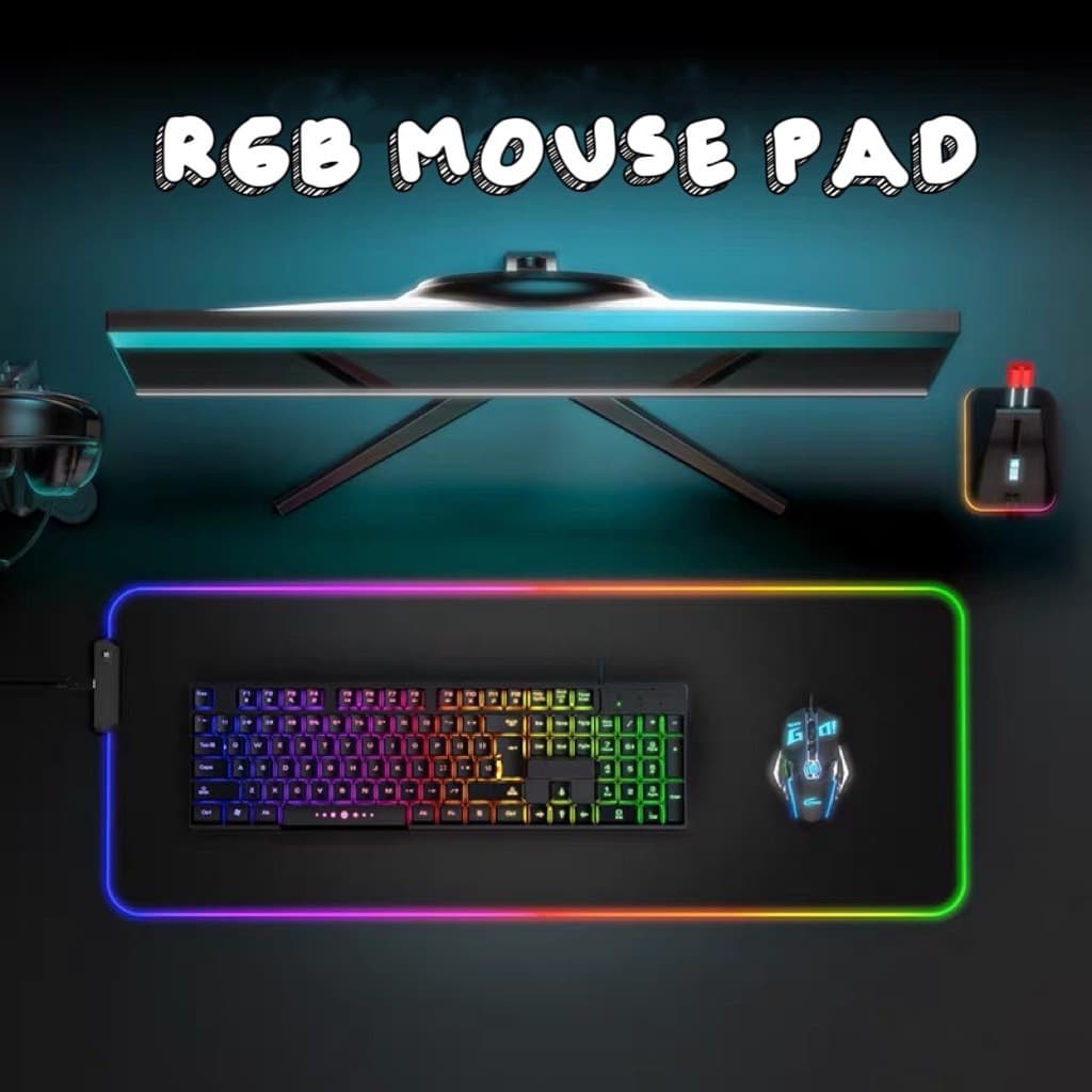 แผ่นรองเมาส์มีไฟ GMS-wt-5 Gaming Mouse Pad RGB 7colors เปลี่ยนไฟได้ 14 โหมด รูปที่ 1