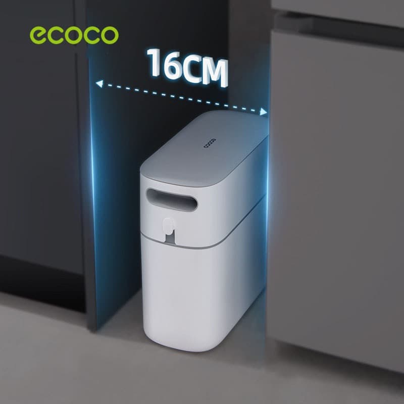 ECOCO ถังขยะ 8 ลิตร 12 ลิตร ถังขยะในห้องน้ำ ในตัวสองชั้น เปิดเพียงคลิกเดียว ถุงขยะ รูปที่ 6