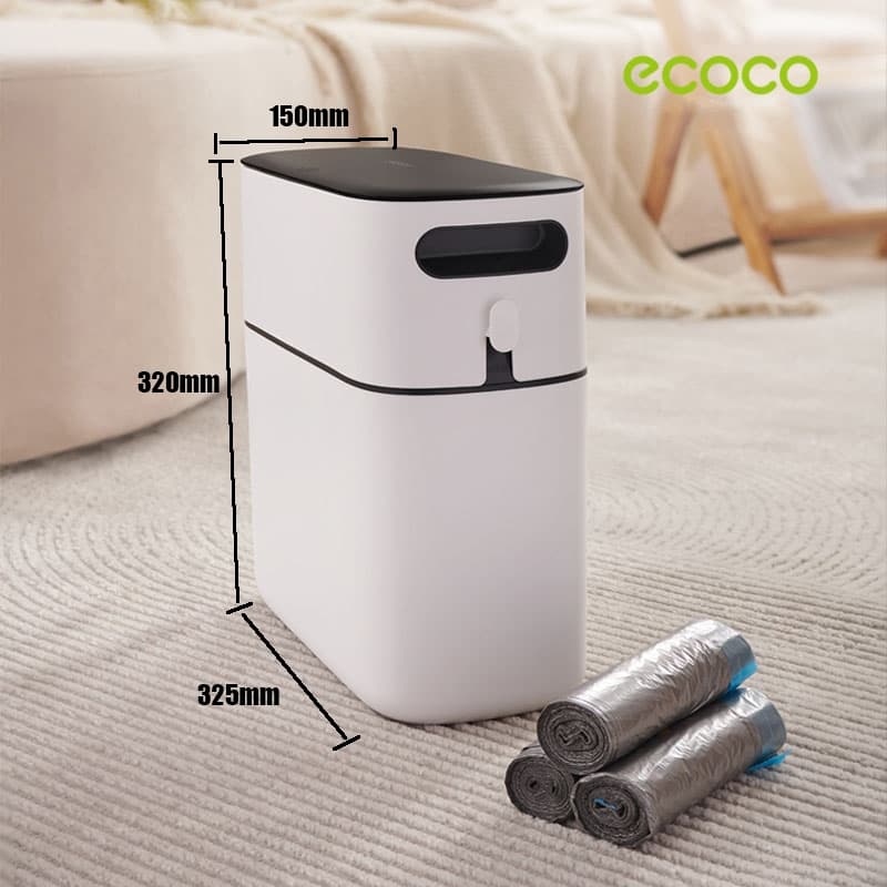 ECOCO ถังขยะ 8 ลิตร 12 ลิตร ถังขยะในห้องน้ำ ในตัวสองชั้น เปิดเพียงคลิกเดียว ถุงขยะ รูปที่ 8