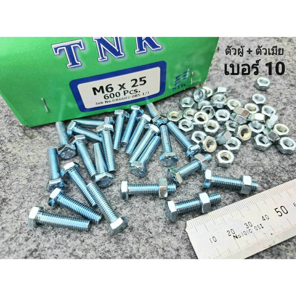 เบอร์10 ขนาด M6x25mm P1.0 AF10 เบอร์ 10 ยาว 2.5cm ยี่ห้อTNK รูปที่ 2