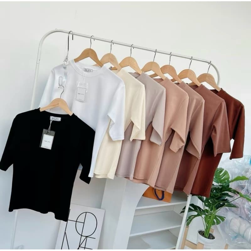 037 Deezyy เสื้อยืดยูนิ คอกรมแขน 3ส่วนเนื้อยืดนุ่มละมุนผิวไม่ย้วย รูปที่ 5