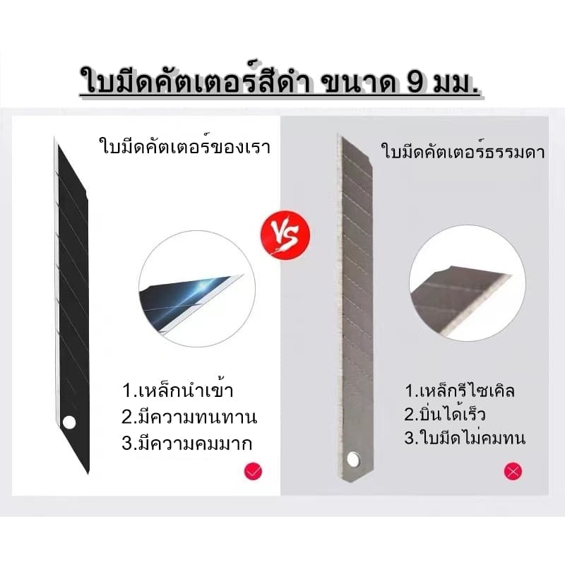 ใบมีดคัตเตอร์ เอียง 30 องศา กว้าง 9 มม. 1 กล่องบรรจุ 10 ใบ คัตเตอร์ตัดกระดาษ *** *** รูปที่ 3