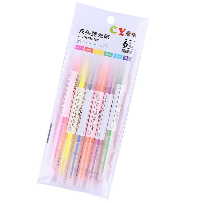 ในไทยปากกาไฮไลท์ 6 สี มี 2 หัว ปากกาเน้นข้อความ รูปที่ 6