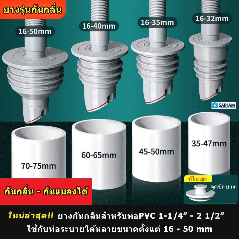 ] ยางรุ่นใหม่ ยางกันซึม กันกลิ่น-กันแมลงได้ ยางกันกลิ่น ยางมีความยืดหยุ่น ปิดท่อสนิท น้ำไม่ไหลย้อนP6ใหม่ รูปที่ 1