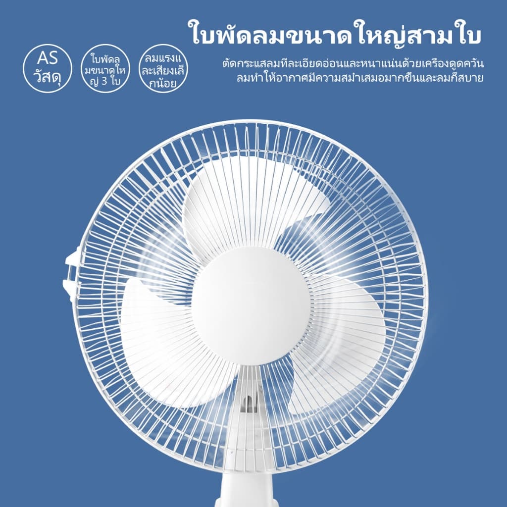 0 ค่าไฟพัดลมโซล่าเซลล์ 12 นิ้ว 14 นิ้ว 16 นิ้ว แบตเตอรี่ในตัว พัดลมแบตอึด พัดลมตั้งพื้น solar fan รูปที่ 7