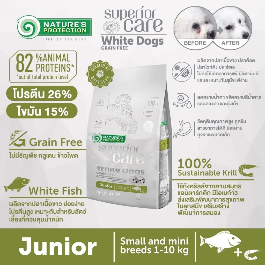 Nature's Protection White Dogs อาหารสุนัขเกรนฟรี สำหรับสุนัขขนขาว รูปที่ 2