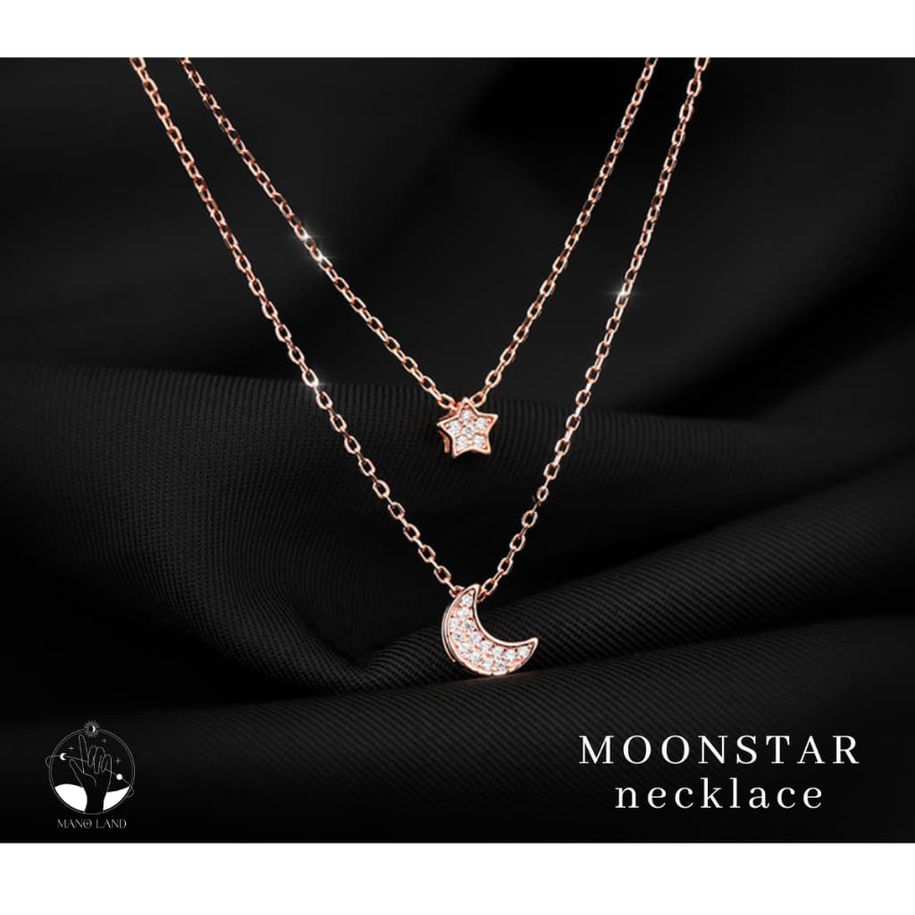 MNLMOONSTAR สร้อยคอสองชั้นห้อย จี้ดาวกับพระจันทร์ ไม่ลอกดำ ไม่แพ้ เครื่องประดับแฟชั่น ผู้หญิง เงินแท้ ของขวัญ มินิมอล รูปที่ 8