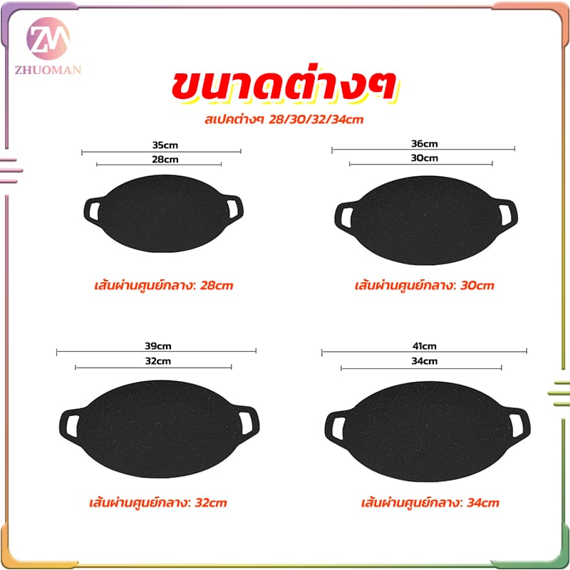 ถาดอบมัลติฟังก์ชั่น กระทะเคลือบหินอ่อน เตาย่าง กระทะปิ้งย่างสไตล์เกาหลี BBQเคลือบกันติด ร้อนเร็ว อาหารสุกไวทั่วถึงกัน รูปที่ 9